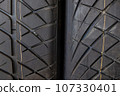New car tire background with texture transport industry 107330401