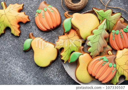 Multicolored autumn homemade cookies Multicolored autumn homemade cookies 107330507