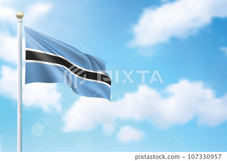 Waving flag of Botswana on sky background. Template for independence Waving flag of Botswana on sky background. Template for independence 107330957