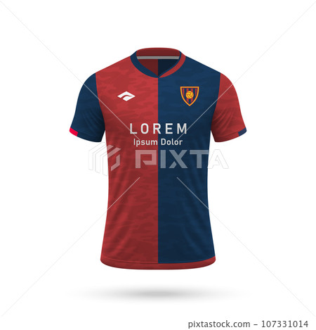 3d realistic soccer jersey in Genoa style, shirt template football kit 2023 107331014