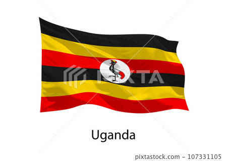 3d realistic Waving flag of Uganda Isolated 107331105