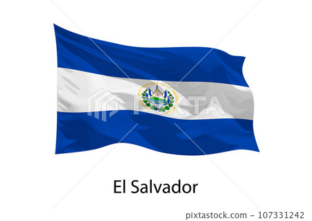 3d realistic Waving flag of El Salvador Isolated. 3d realistic Waving flag of El Salvador Isolated. 107331242
