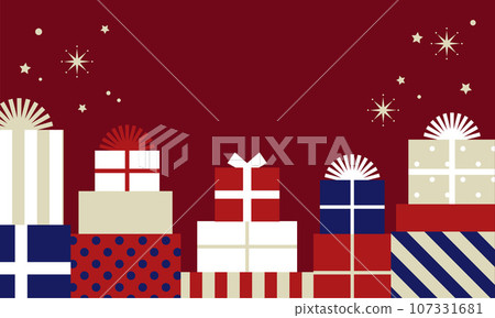 Illustration material of stacked gift boxes Vector Christmas presents Illustration material of stacked gift boxes Vector Christmas presents 107331681