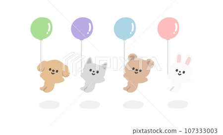 漂浮在氣球上的動物插圖 107333003