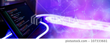 Technology background. Computer script. Programming code abstract screen of software developer. 107333681