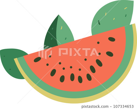 Hand Drawn watermelon cut in half in flat style 107334653