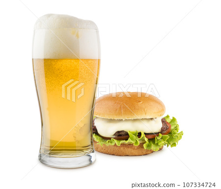 Hamburger and beer 107334724