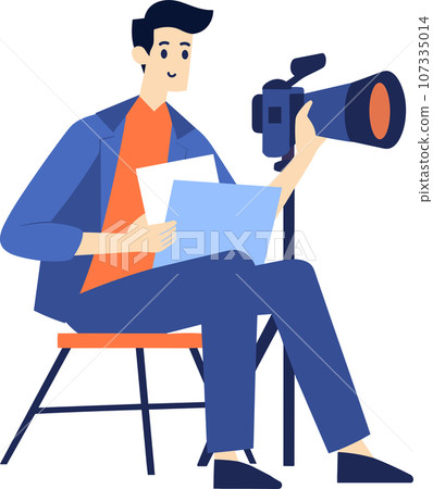 Hand Drawn male reporter character in flat style 107335014