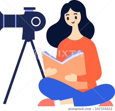 Hand Drawn female reporter character in flat style Hand Drawn female reporter character in flat style 107335022