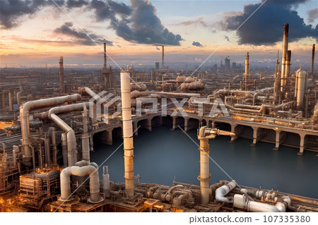 Chimneys and piping in industrial areas 1 107335380
