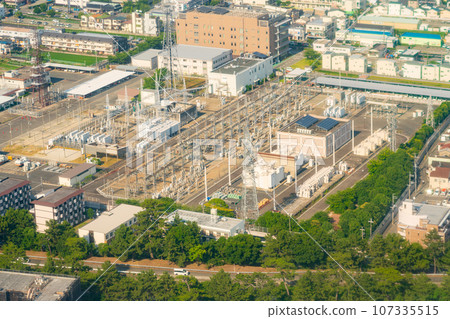 高處航空攝影大阪市大阪府關西近畿地區城市摩天大樓塔樓公寓夏季旅遊市中心浪速 107335515