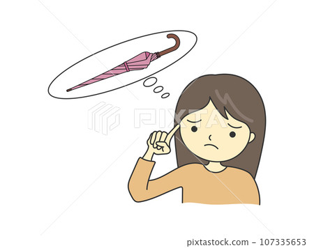 一位女士正在考慮要帶傘還是丟傘。 107335653