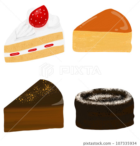 Oil painting style illustration set of 4 types of shortcakes 107335934