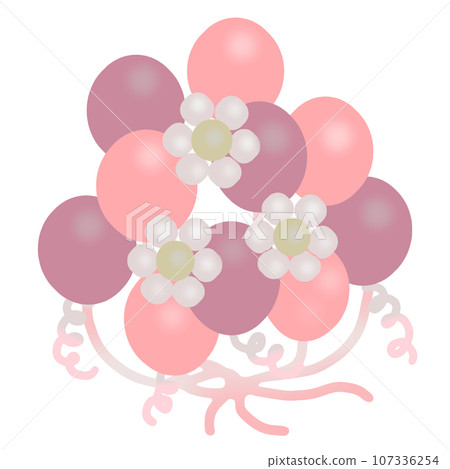 許多粉紅色和紫色氣球的插圖 許多粉紅色和紫色氣球的插圖 107336254