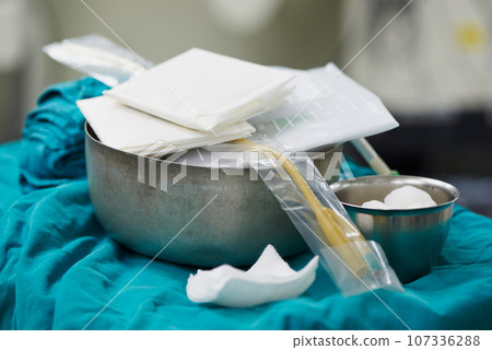 A set of urinary catheterrization in operating room A set of urinary catheterrization in operating room 107336288
