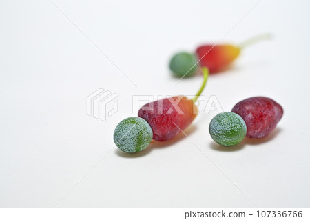 Green and red Inumaki fruit (white background) (autumn, September) Green and red Inumaki fruit (white background) (autumn, September) 107336766