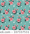 Retro red rose illustration pattern 107337531