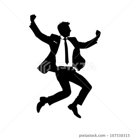 Businessman office manager jumping, businessman hurry go isolated on white background 107338315