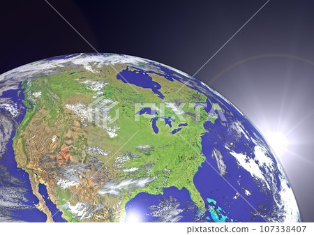 美國、加拿大等,北美,地圖風格,清晰的地球,早晨的陽光,黎明(3DCG圖像) 美國、加拿大等,北美,地圖風格,清晰的地球,早晨的陽光,黎明(3DCG圖像) 107338407