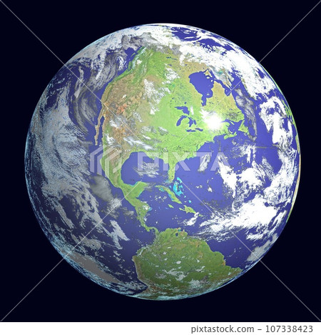 美國、加拿大等,雲層明亮突出,地圖風格,清晰的地球(3DCG 影像) 美國、加拿大等,雲層明亮突出,地圖風格,清晰的地球(3DCG 影像) 107338423