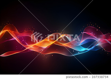 Abstract dot point connect with gradient line and aesthetic Intricate wave line design background. Generative AI. 107338734