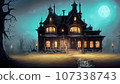 full moon light and creepy castle 107338743