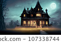 full moon light and creepy house 107338744