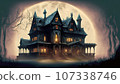 full moon light and creepy castle 107338746