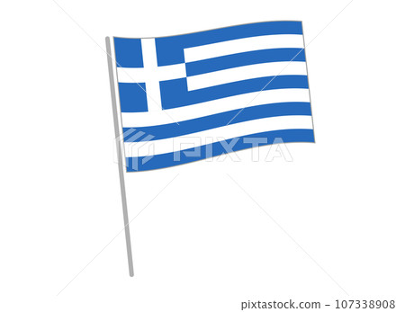 希臘國旗在風中飄揚 希臘國旗在風中飄揚 107338908