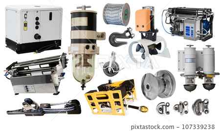 Set of yacht parts isolated on white 107339238