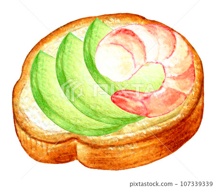 色鉛筆畫的聖誕開胃菜法國麵包開胃菜 色鉛筆畫的聖誕開胃菜法國麵包開胃菜 107339339