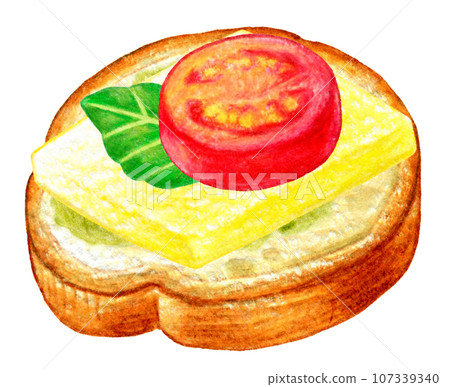 色鉛筆畫的聖誕開胃菜法國麵包開胃菜 107339340