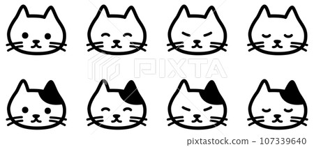 單色貓臉向量插圖集 107339640
