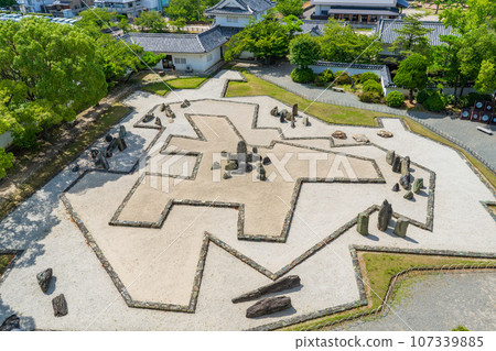 Kishiwada City, Osaka Prefecture - Overhead view of Kishiwada Castle's Hachijin Garden 107339885