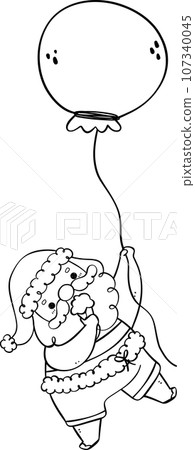 Cute Summer Santa Claus, kawaii Christmas cartoon doodle outline 107340045