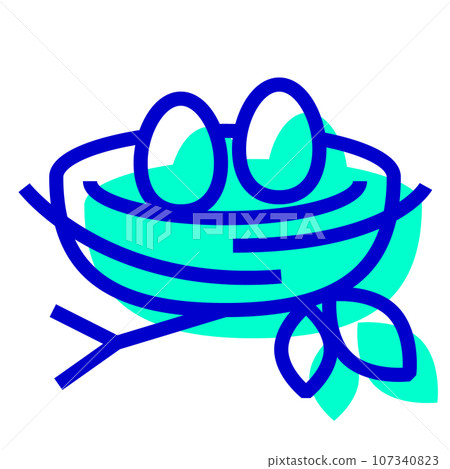 代表鳥類、鳥巢和蛋的兩種顏色樣式圖標 代表鳥類、鳥巢和蛋的兩種顏色樣式圖標 107340823