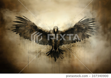 Image of eagle spreading its wings. Birds, Wildlife Animals, Illustration, Generative AI. Image of eagle spreading its wings. Birds, Wildlife Animals, Illustration, Generative AI. 107340900
