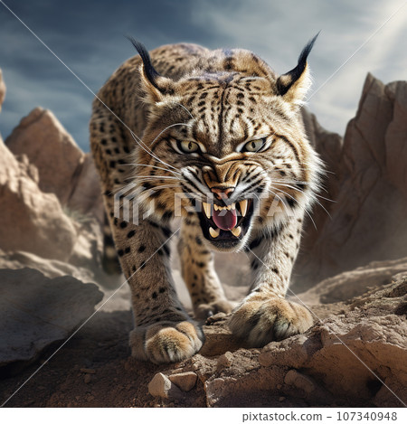 Image of a lynx bobcat. Wildlife Animals. Illustration, Generative AI. 107340948