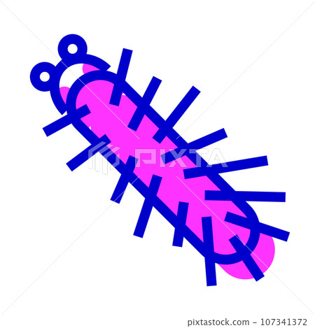 Two color style icons representing pests, caterpillars Two color style icons representing pests, caterpillars 107341372
