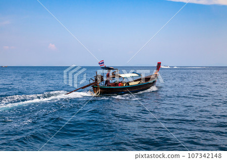 Old Wooden Fishing Boat in Turquoise Water. Stock Image - Image of