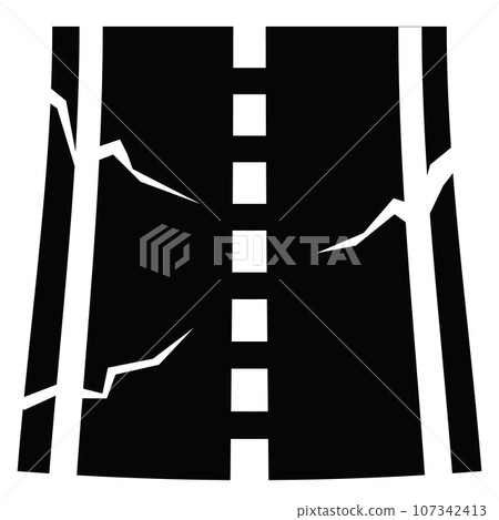 Broken road icon. element of road and bridges construction. flat style. 107342413