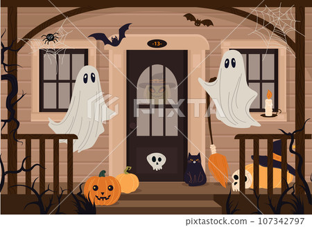 Vector background composition of Halloween figures Vector background composition of Halloween figures 107342797