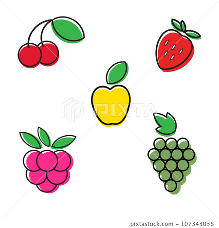 Set of minimal fruits icon for graphic and web design collection. Modern outline on white background 107343038
