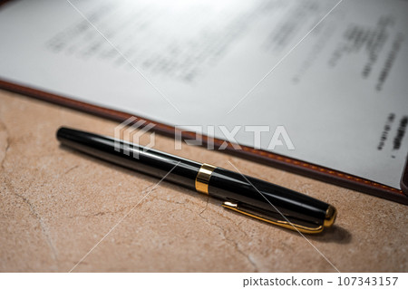 desk with fountain pen desk with fountain pen 107343157