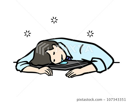 圖:一名身穿西裝的男子睡得很沉,口水流到了枕頭上的電腦上 圖:一名身穿西裝的男子睡得很沉,口水流到了枕頭上的電腦上 107343351