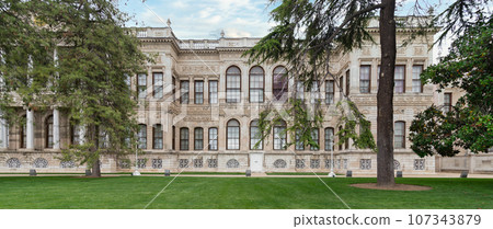 Dolmabahce Palace, or Dolmabahce Sarayi, located in the Besiktas district, Bosphorus, Istanbul, Turkey 107343879
