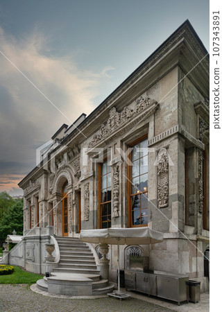 Marble staircase leading to the Court Pavilion, at the courtyard of Ihlamur Pavilion, Nisantasi, Istanbul, Turkey 107343891