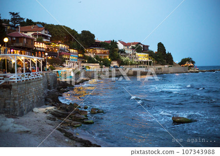 Beautiful Nessebar at sunset, summer, sea Beautiful Nessebar at sunset, summer, sea 107343988
