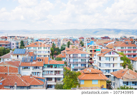 Beautiful roofs of Nessebar, view from above-summer 107343995
