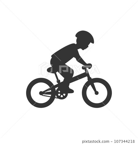 Kid cycling icon 107344218